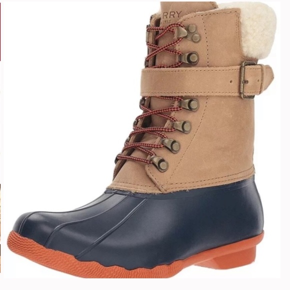 Sperry Shoes - SPERRY TOP SIDER DUCK SHEARWATER NAVY TAN RAIN SNOW WINTER BOOTS sz 8.5